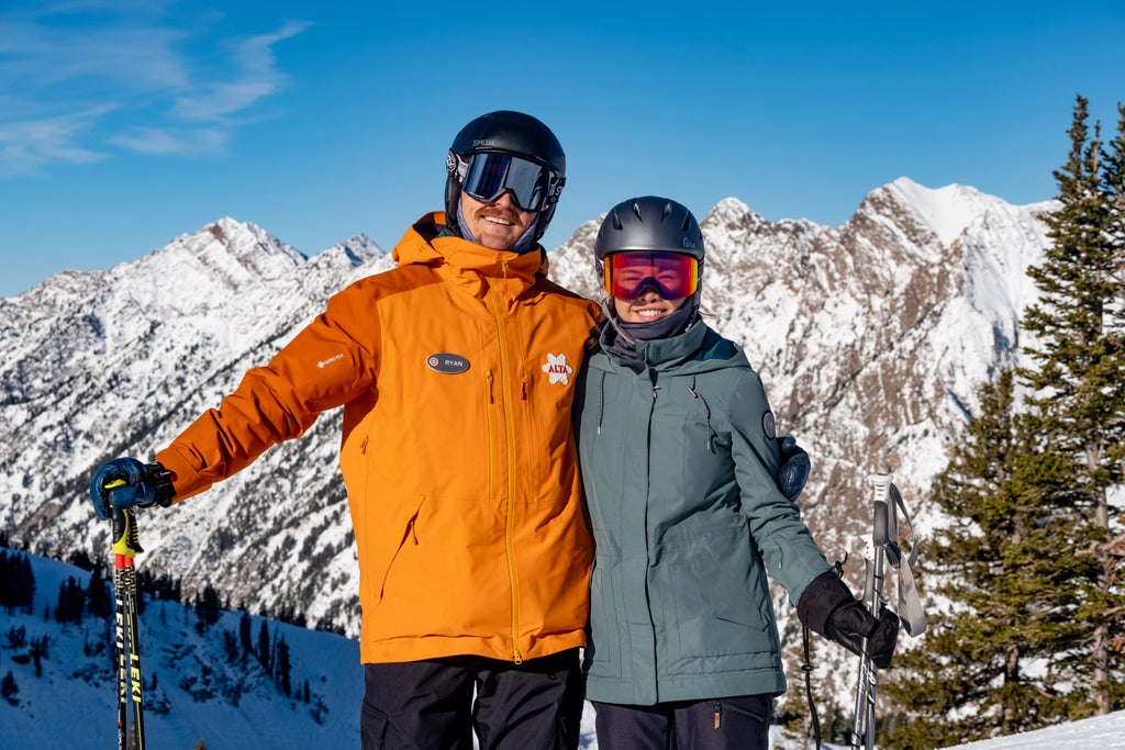 Alta Ski Area_Couple_Bluebird_(c): Alta Ski Area