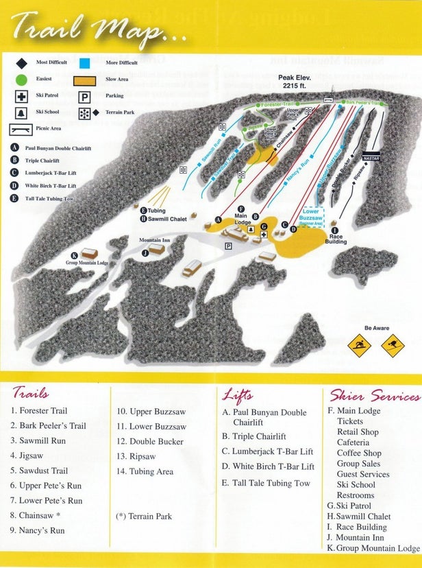 Ski Sawmill Mapa sjezdovek