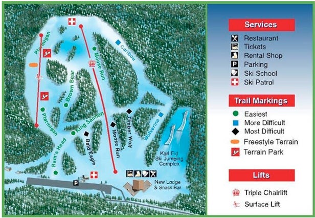 Hilltop Ski Area Mappa piste