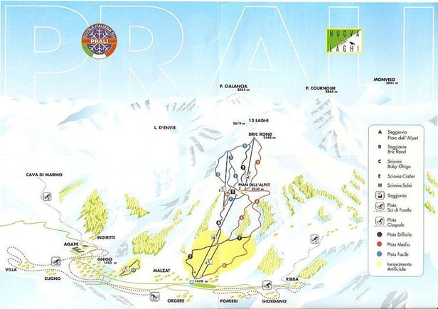 Prali – mapa tras narciarskich