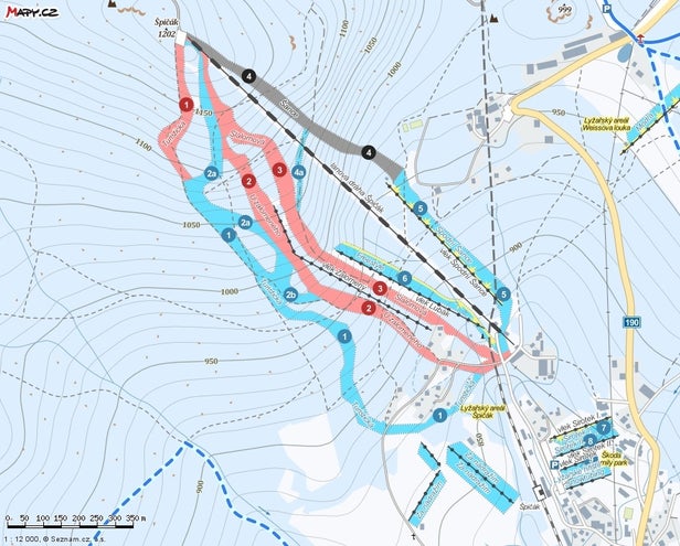 Špičák - Železná Ruda Mapa sjezdovek