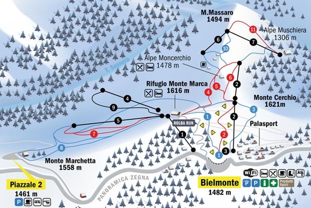 Bielmonte Mapa zjazdoviek