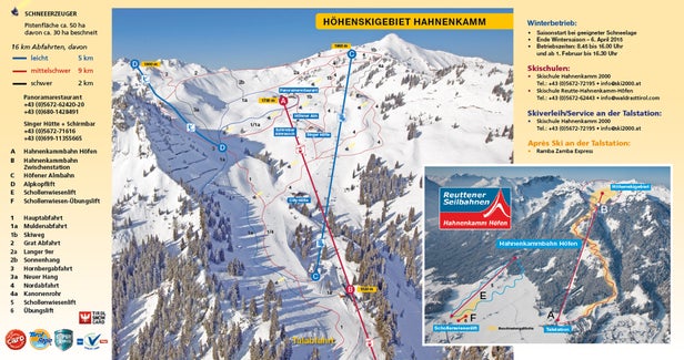 Reutte Hahnenkamm Mapa zjazdoviek