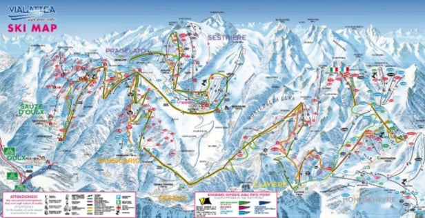 Sestrière Mapa zjazdoviek