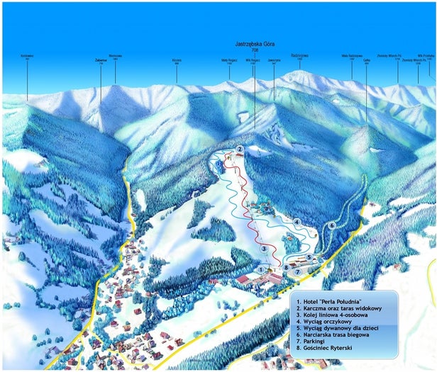 Rytro - Ryterski Raj – mapa tras narciarskich
