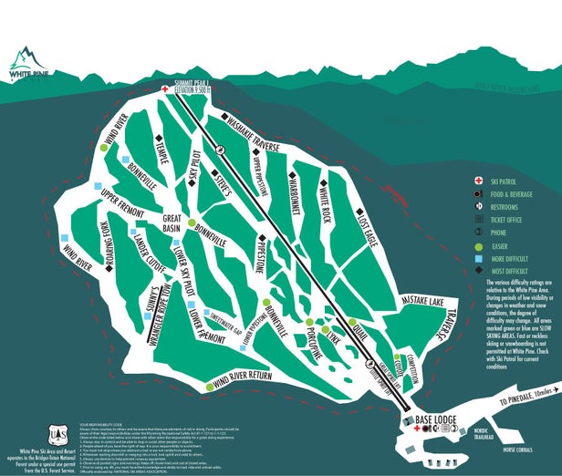 White Pine Ski Area Mapa zjazdoviek