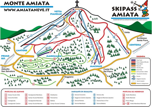 Monte Amiata Mapa zjazdoviek