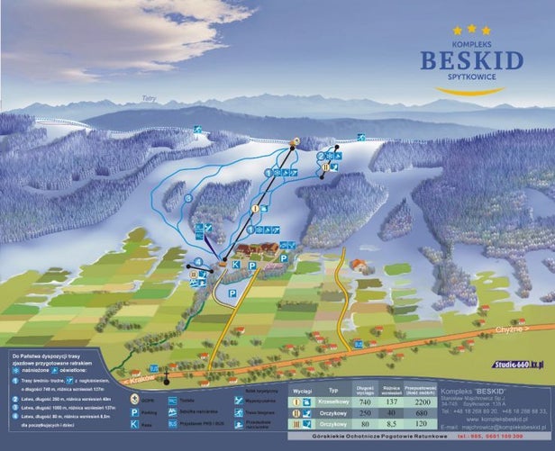 Spytkowice - Beskid Mapa zjazdoviek