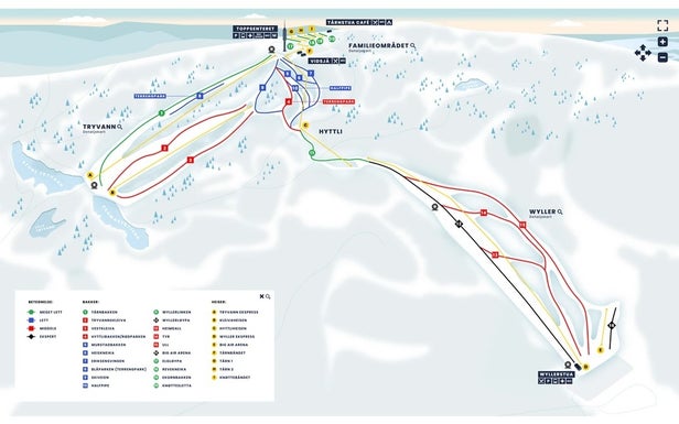 Oslo Vinterpark - Tryvann Mapa zjazdoviek