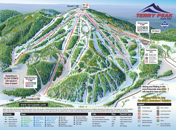 Terry Peak Ski Area Mapa zjazdoviek