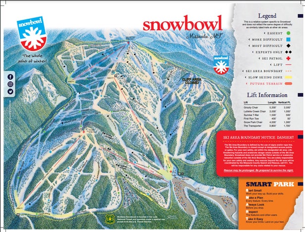 Montana Snowbowl Mapa zjazdoviek