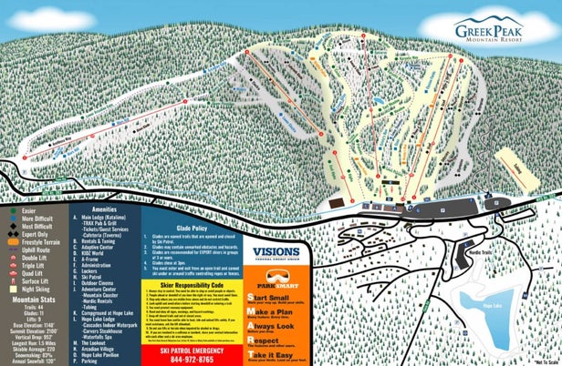 Greek Peak Mapa zjazdoviek