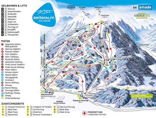 Reiteralm Mapa zjazdoviek