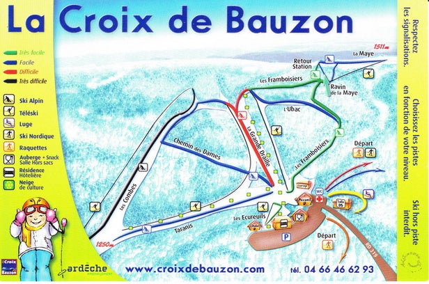 Pistenplan La Croix de Bauzon