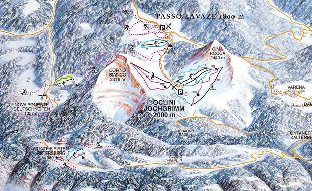 Passo Lavazè -  Oclini Mapa sjezdovek