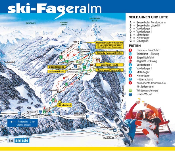 Fageralm - Forstau – mapa tras narciarskich