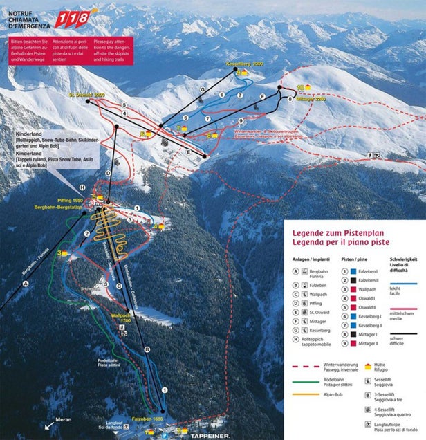 Pistenplan Merano 2000 / Meran 2000