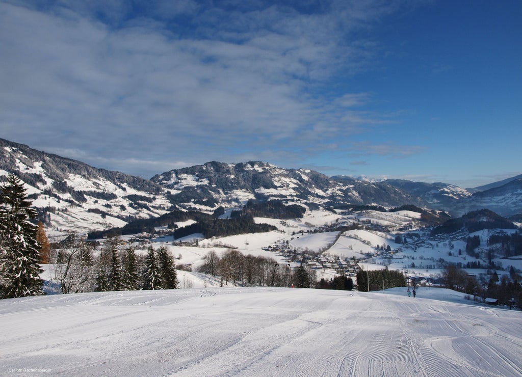 A very sunny ski resort