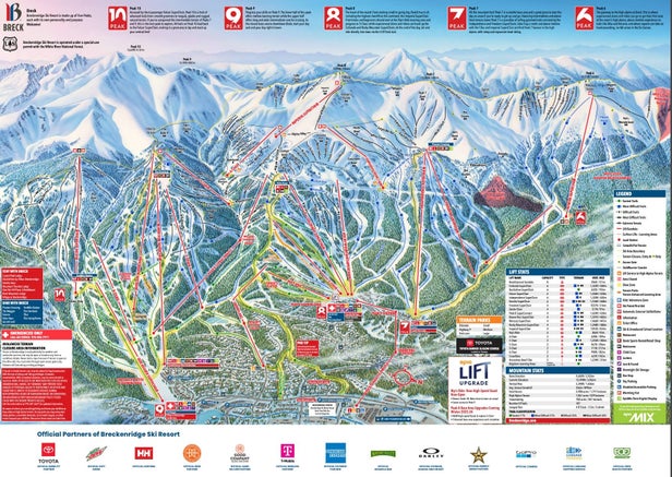 Breckenridge Mapa zjazdoviek