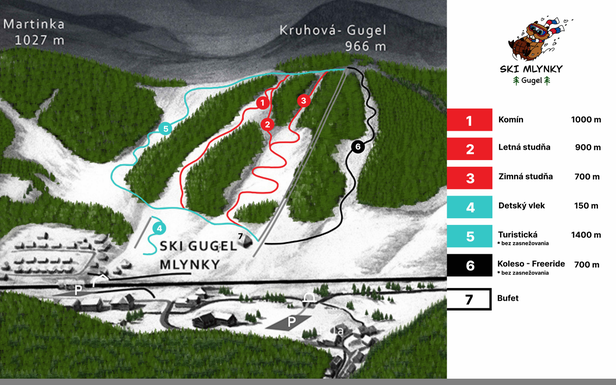 Ski Gugel Mlynky Mapa zjazdoviek