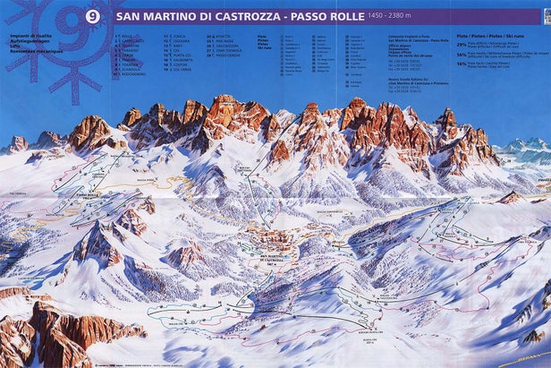 Passo Rolle / Rollepass Mapa sjezdovek