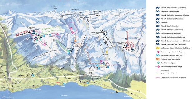 Pistenplan Rochers de Naye - Caux