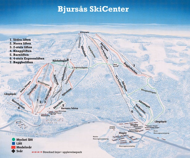 Pistenplan Bjursås SkiCenter