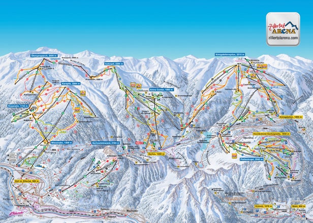 Gerlos - Zillertal Arena Mapa sjezdovek