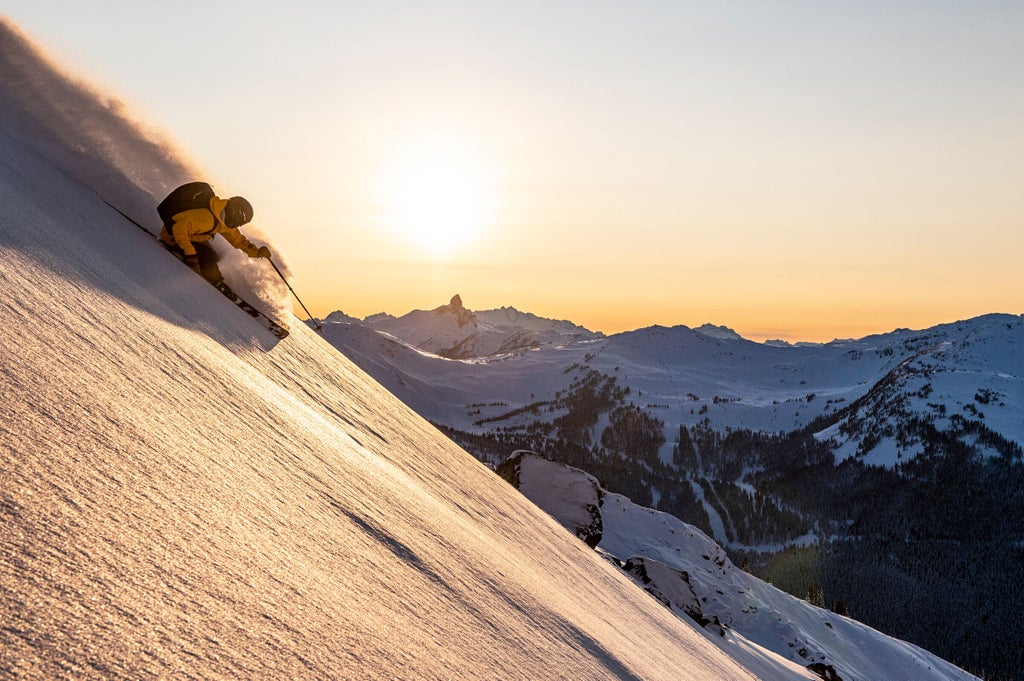 Whistler Blackcomb_Sunset Skier Powder_Black Tusk_(c): Whistler Blackcomb