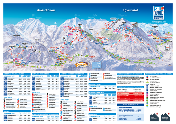 Pisteplattegrond Oberau - Ski Juwel Alpbachtal Wildschönau
