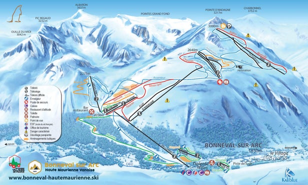 Bonneval sur Arc Mapa sjezdovek