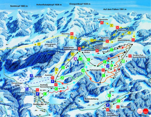 Oberstaufen - Skiarena Steibis Mapa zjazdoviek