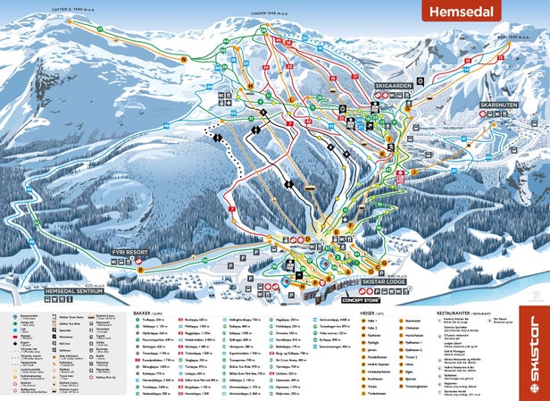 Hemsedal Mapa zjazdoviek