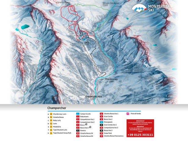 Champorcher Mapa zjazdoviek