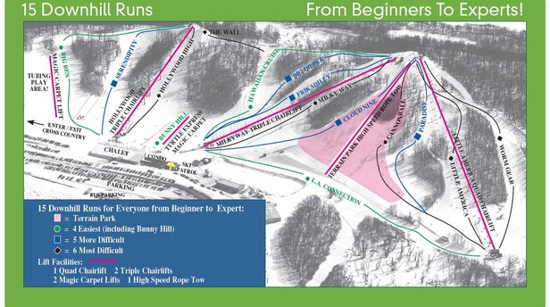 Andes Tower Hills Ski Area Mapa zjazdoviek