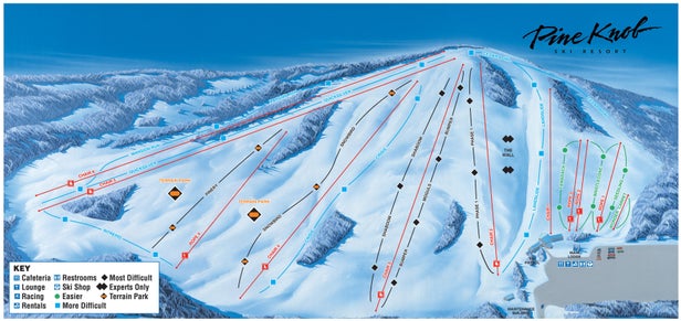 Pine Knob Ski Resort Mapa zjazdoviek