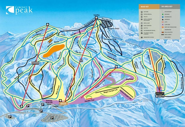 Coronet Peak Mapa sjezdovek