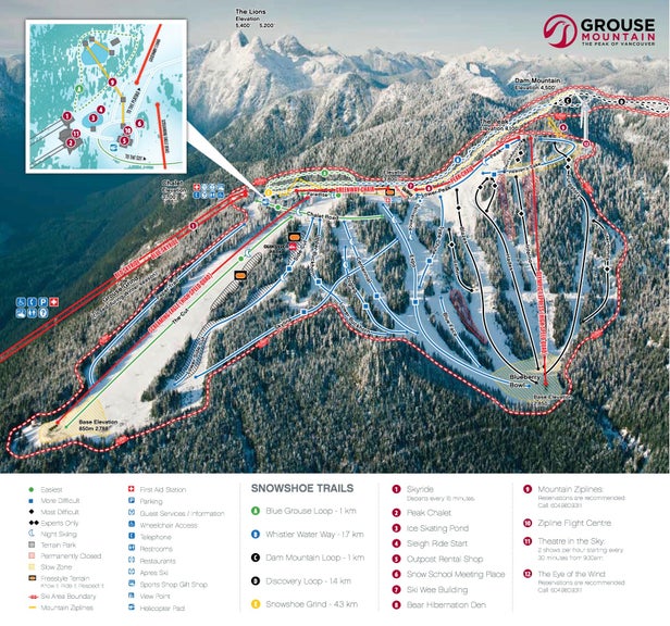 Grouse Mountain – mapa tras narciarskich