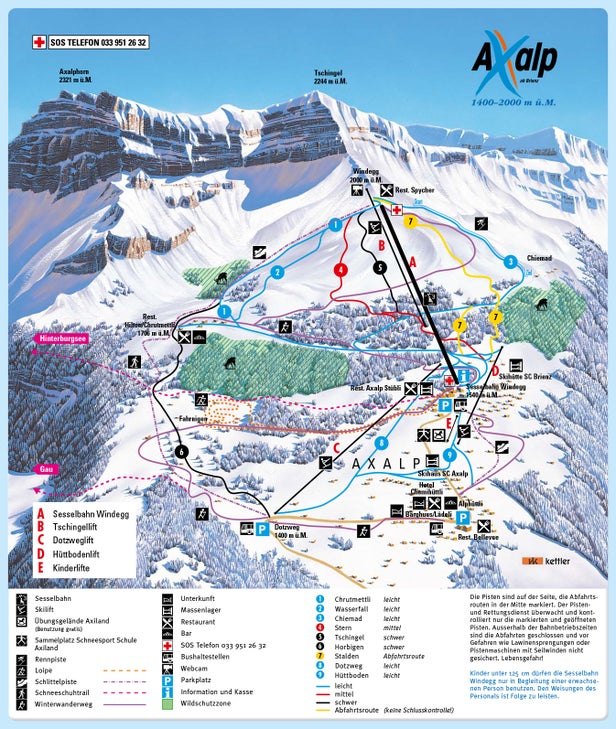 Brienz - Axalp Mapa zjazdoviek