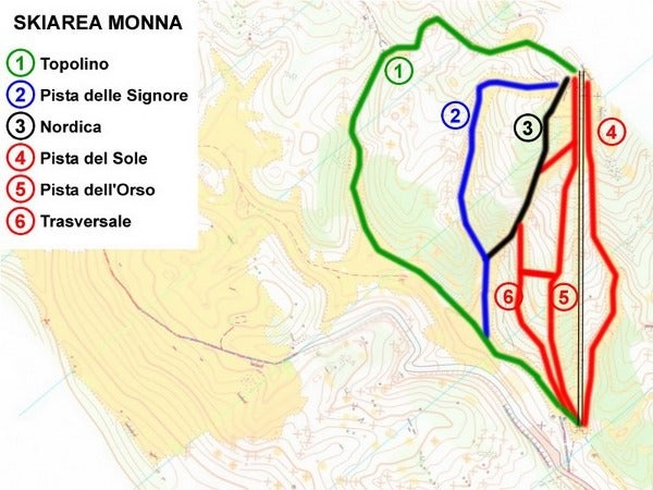 Monte Livata Mapa zjazdoviek