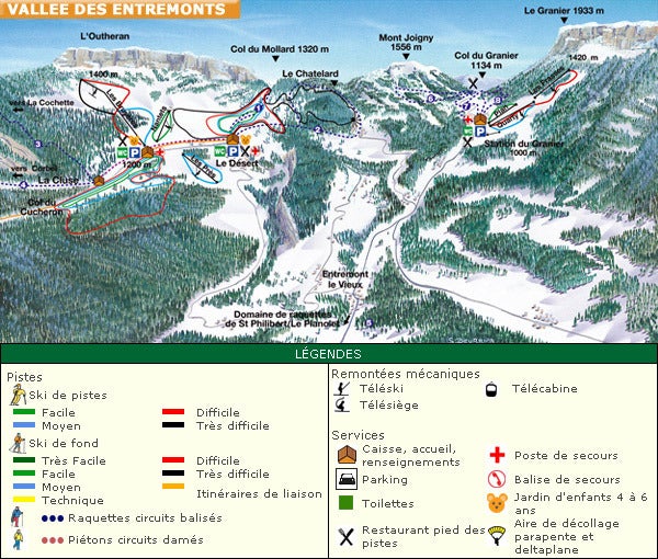 Le Granier – mapa tras narciarskich