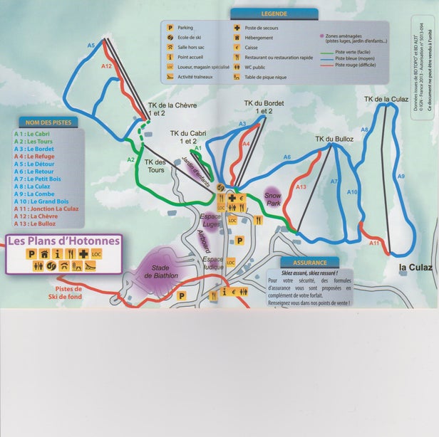 Plan des pistes - Les Plans d'Hotonnes - Plateau de Retord