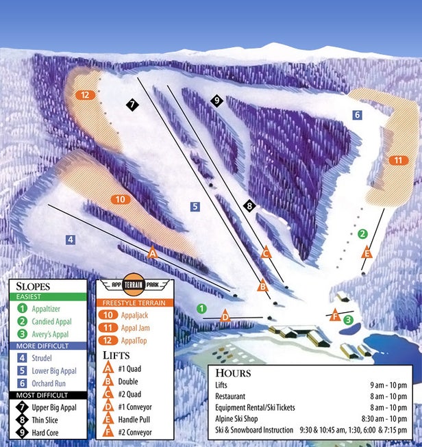 Appalachian Ski Mountain Mapa sjezdovek