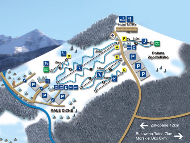 Małe Ciche – mapa tras narciarskich