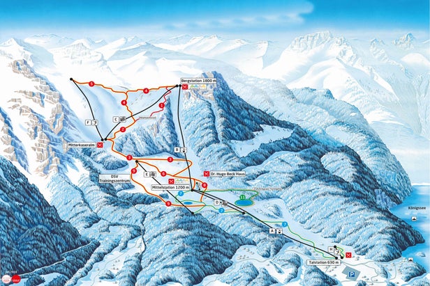 Pistenplan Jenner - Berchtesgaden - Schönau