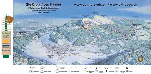 Ste-Croix - Les Rasses Piste Map