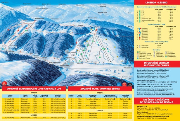 Jasenská dolina Mapa sjezdovek