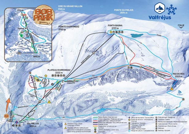 Valfréjus – mapa tras narciarskich