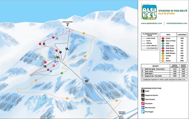 Ala di Stura Mapa sjezdovek