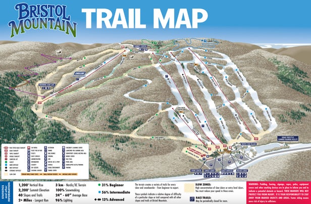 Bristol Mountain Mapa zjazdoviek